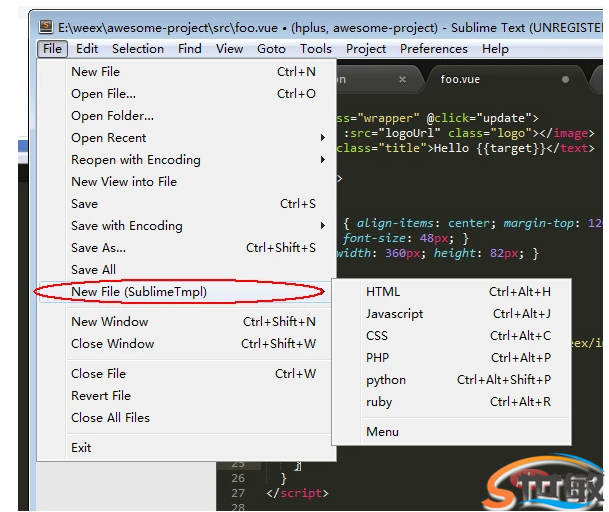 sublime text3搞定vue文件模板